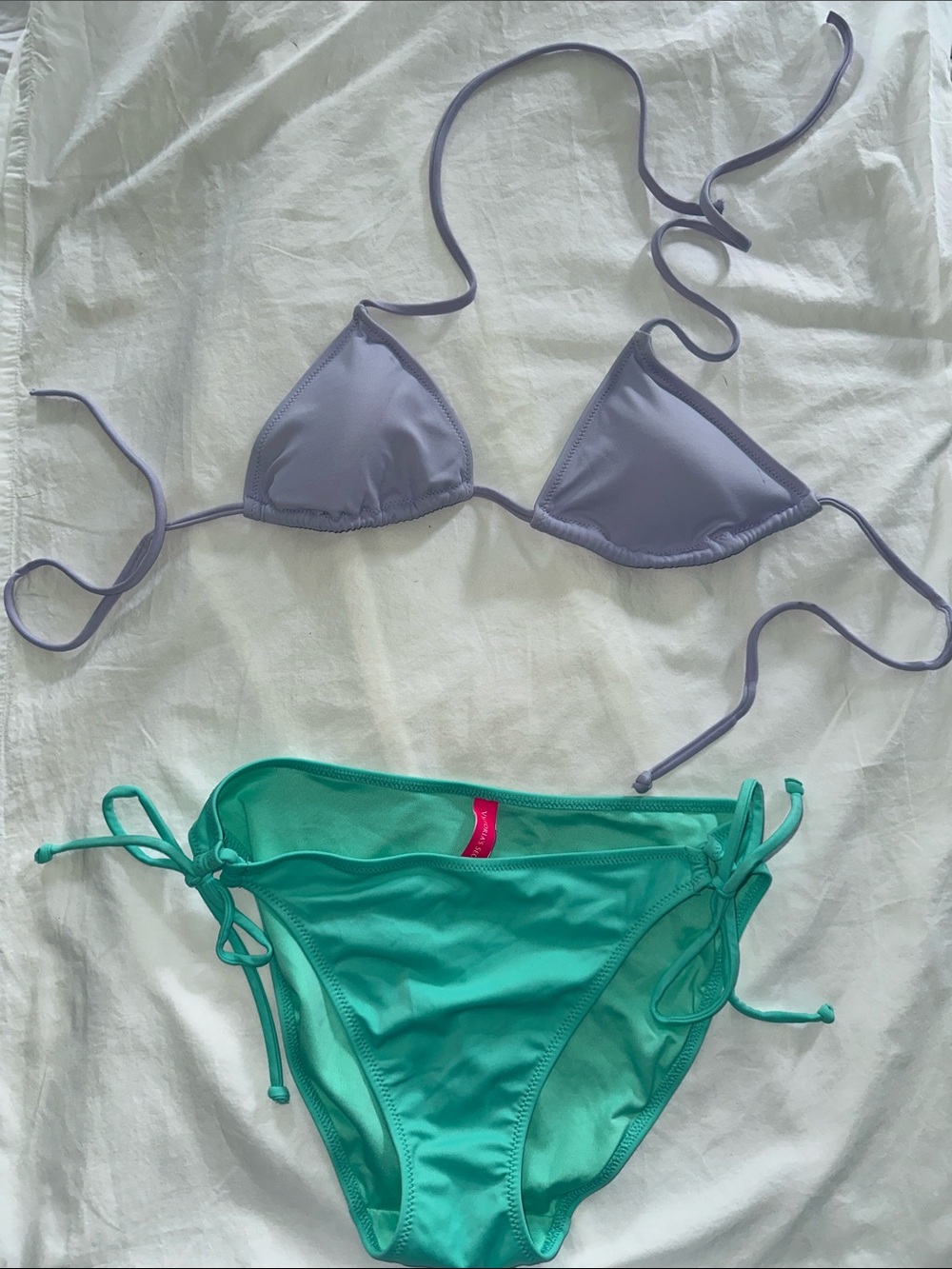 Victoria's Secret Lavender Triangle Top & Teal Tie-Side Bikini Bottoms